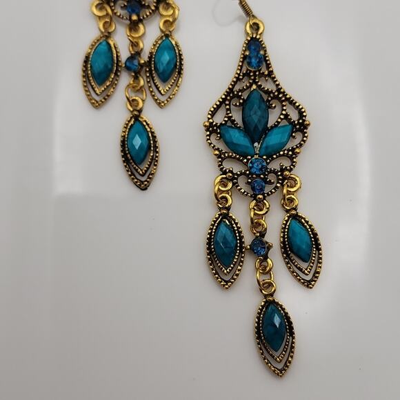 Boho Sapphire Dangling Earrings - Picture 2 of 3